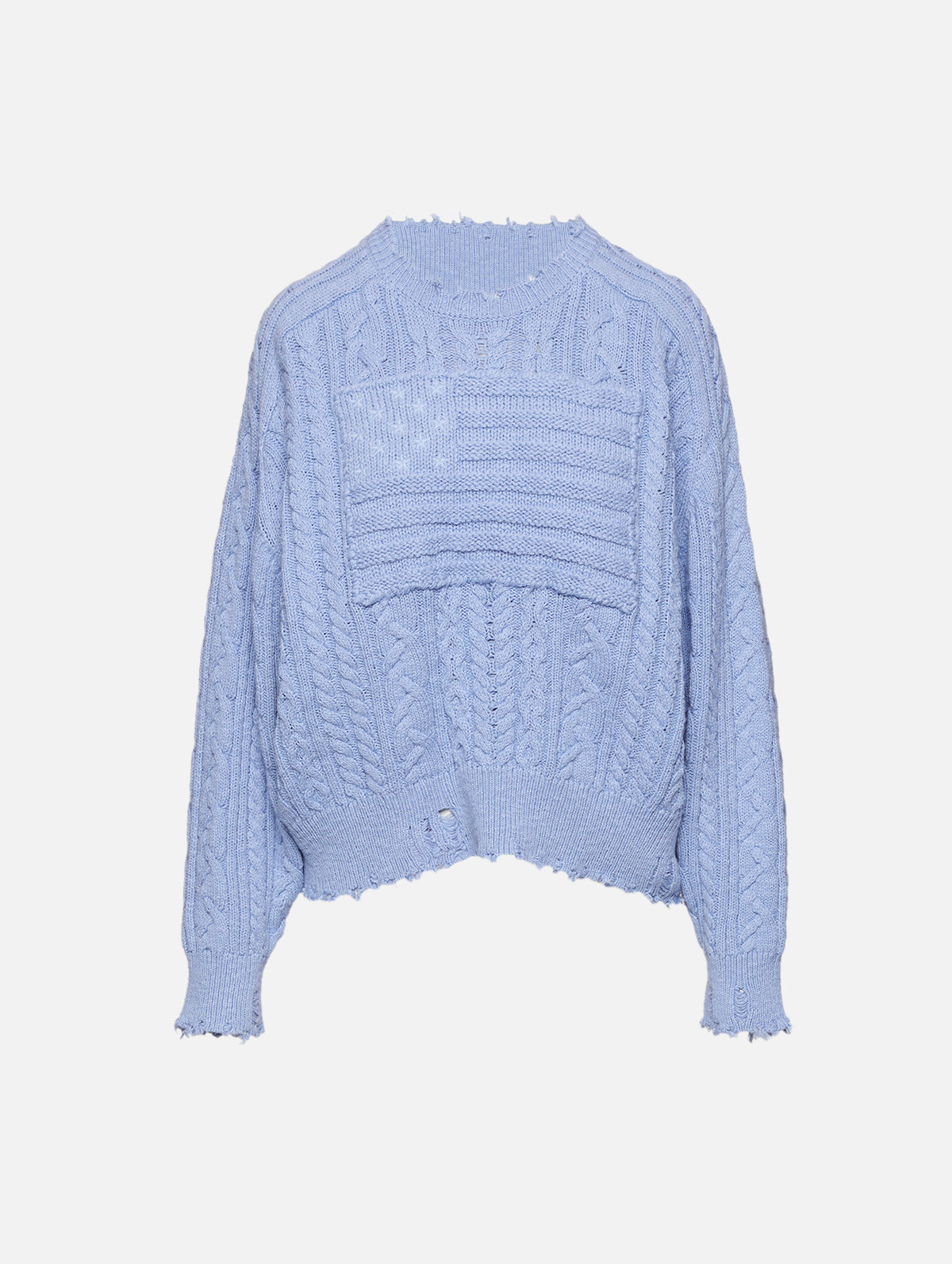Oversized Cropped Flag Sweater,DENIMIST,BLUE,Image 1