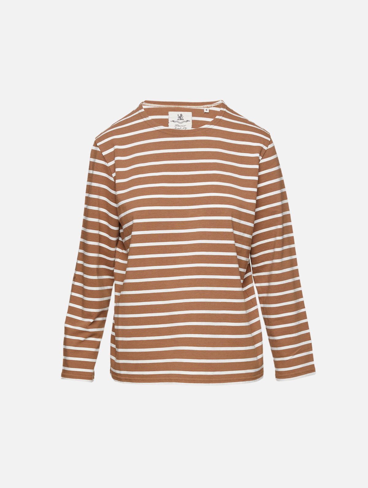 Boatneck Tee,DENIMIST,LIGHT BROWN/WHITE,Image 1
