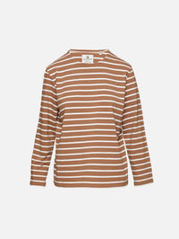 Boatneck Tee,DENIMIST,LIGHT BROWN/WHITE,Image 1