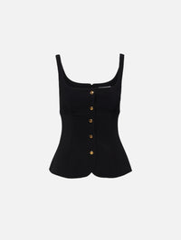 Square Neck Button Front Top,ROSETTA GETTY,BLACK,Image 1