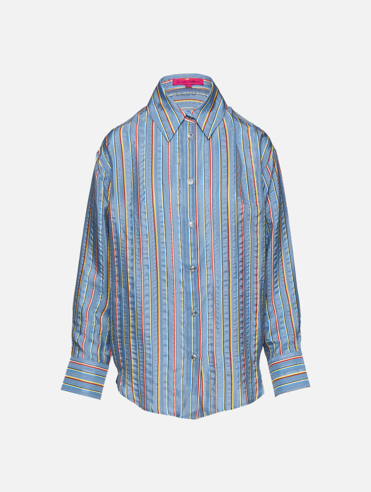 Stripe Big Shirt,THE ELDER STATESMAN,DUSTY BLUE,Image 1