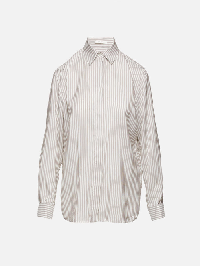 Vanda Shirt,THE ROW,GREY/WHITE,Image 1