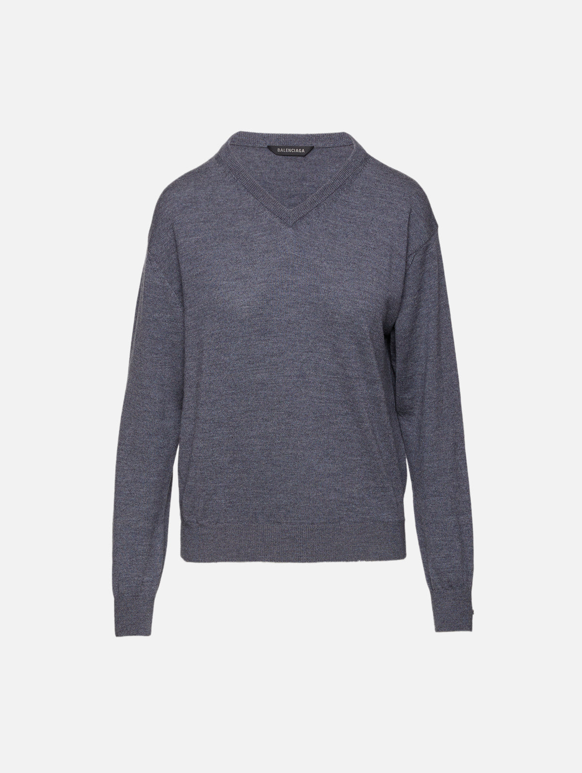 V Neck Sweater,BALENCIAGA,HEATHER GREY,Image 1