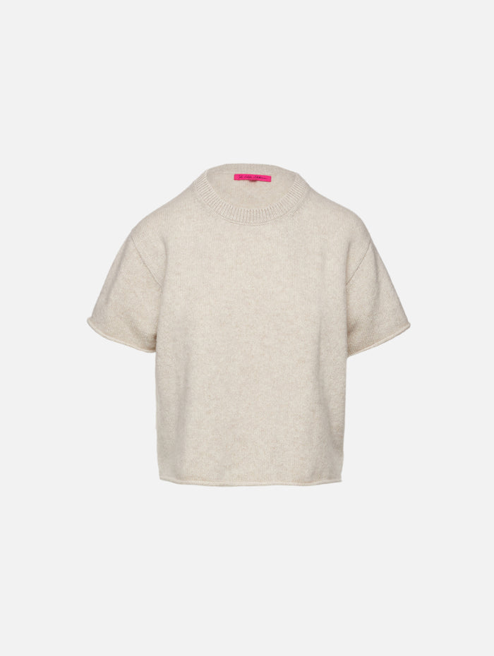 Short Sleeve Knit Top,THE ELDER STATESMAN,WHITE,Image 1