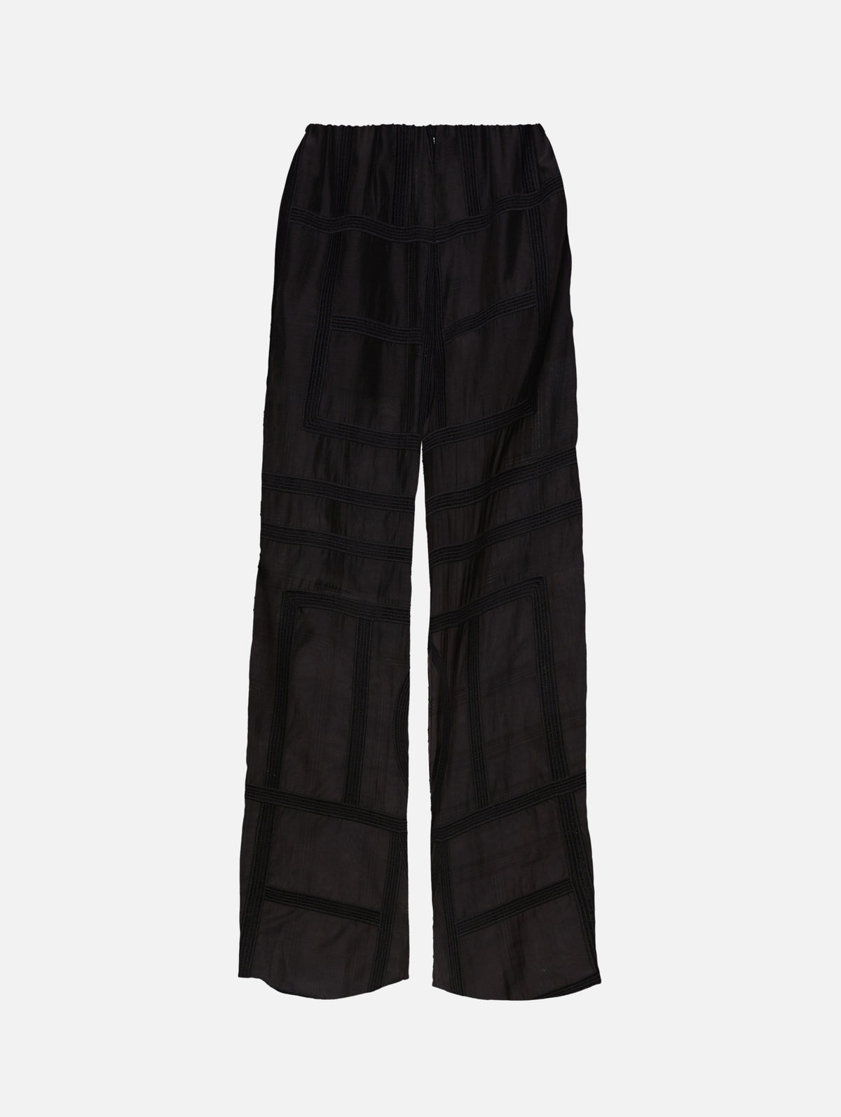 Monogram Crochet PJ Bottom,TOTÉME,BLACK,Image 1