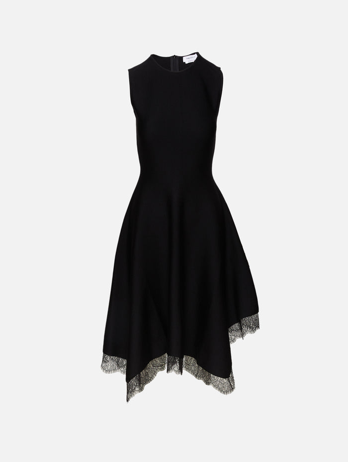 Asymmetrical Lace Dress,ALEXANDER MCQUEEN,BLACK,Image 1