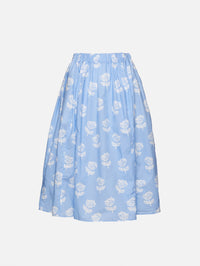 Printed Poplin Skirt,MARNI,IRIS BLUE,Image 1