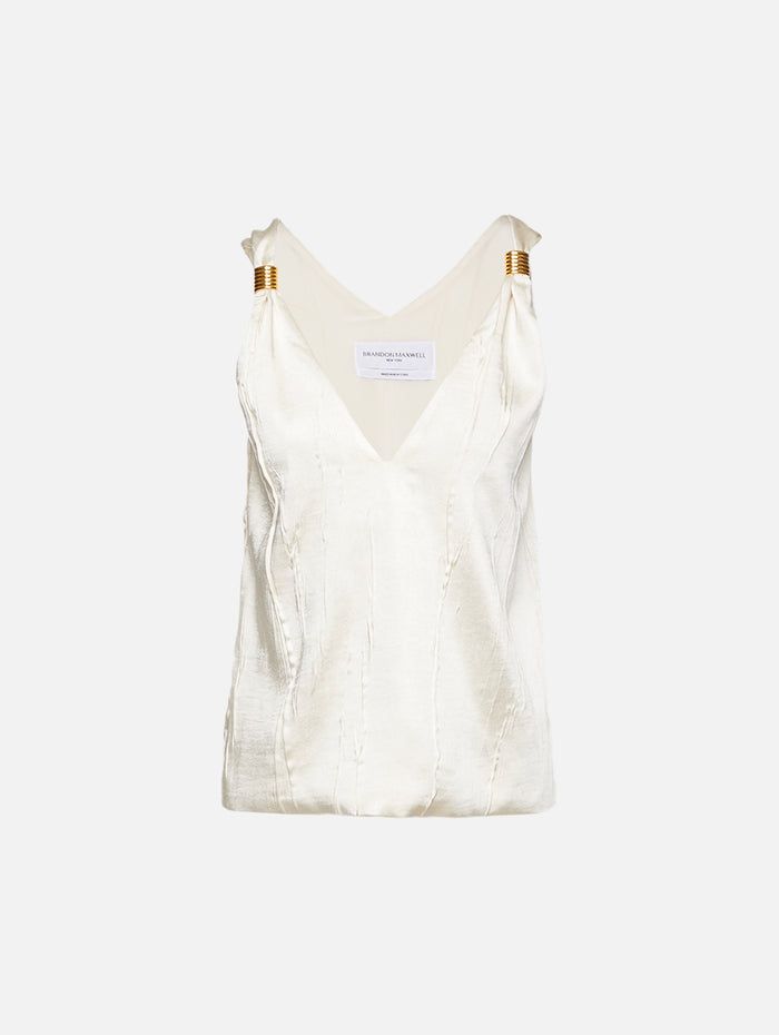 Drew Deep V Tank,BRANDON MAXWELL,IVORY,Image 1