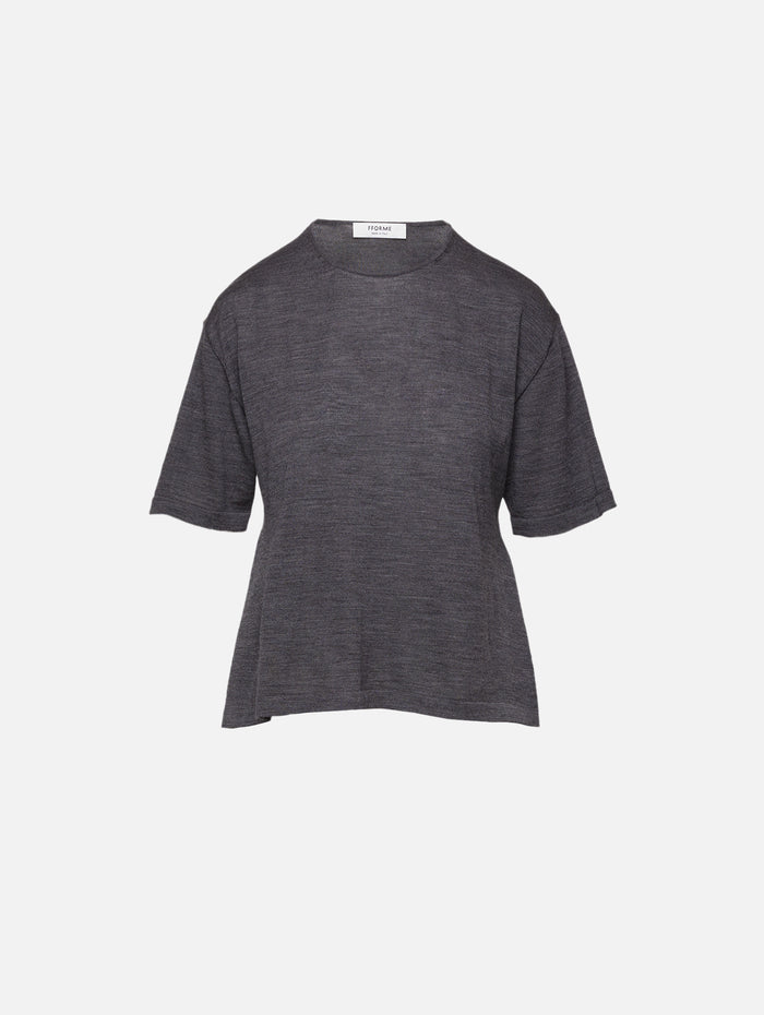 Ada Knit T-Shirt,FFORME,GREY MELANGE,Image 1