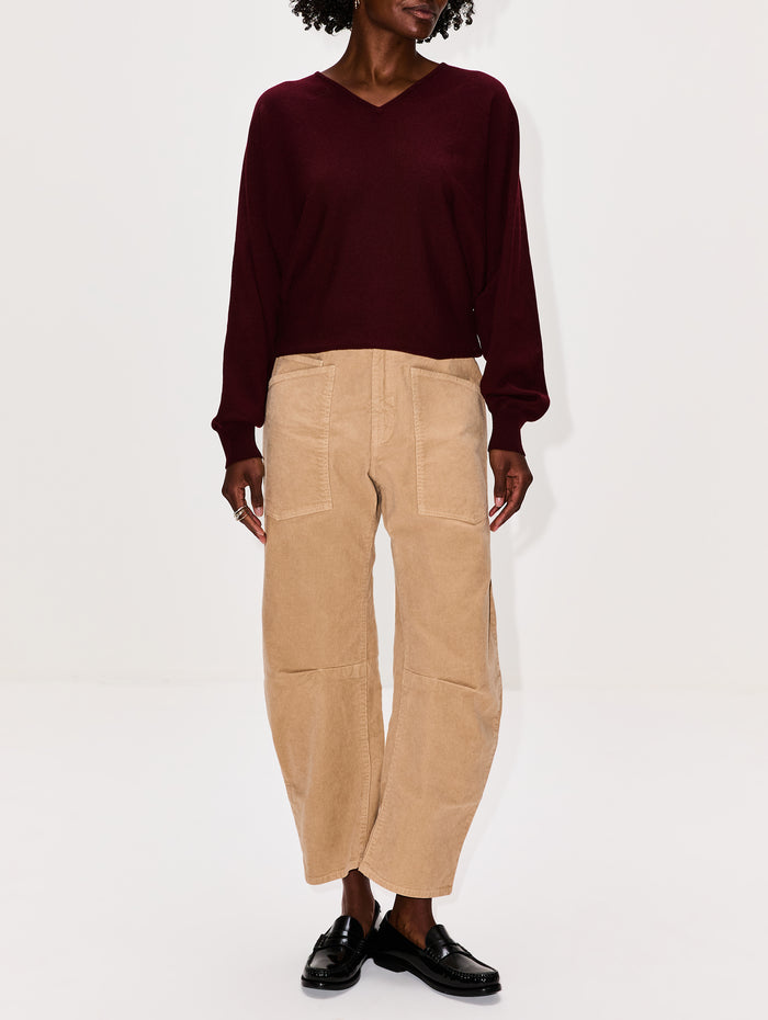 Rosa V Neck Sweater,FFORME,BORDEAUX,Image 1