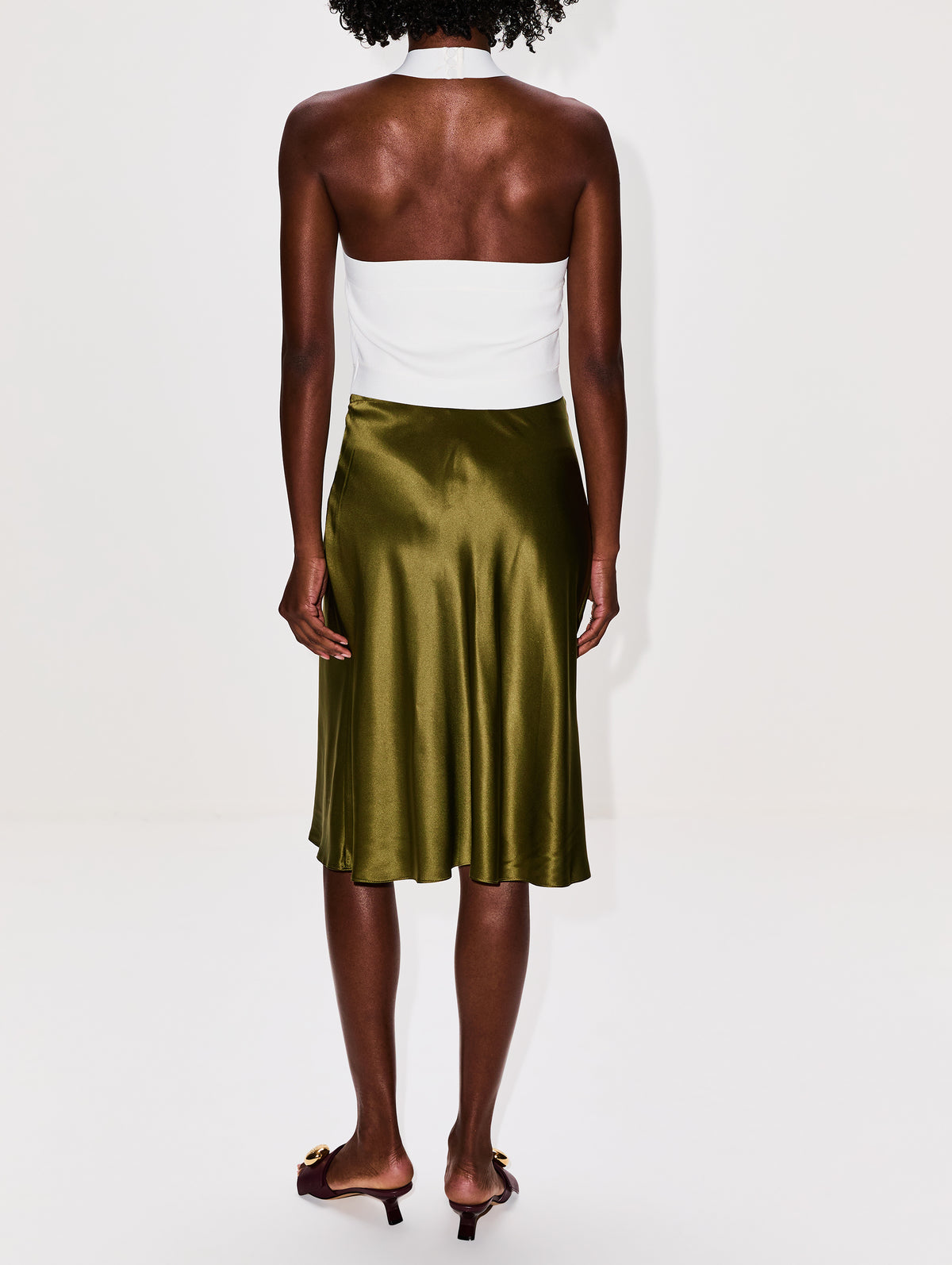 Bias Skirt,ROSETTA GETTY,OLIVE,Image 4
