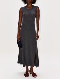 Clara Knit Flared Dress,FFORME,GREY MELANGE,Image 2