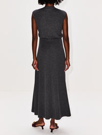 Clara Knit Flared Dress,FFORME,GREY MELANGE,Image 4