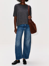 Ada Knit T-Shirt,FFORME,GREY MELANGE,Image 2