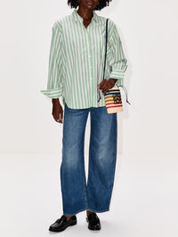 Blake Oversized Shirt,BIRDS OF PARADIS BY TROVATA,GREEN CABANA STRIPE,Image 2