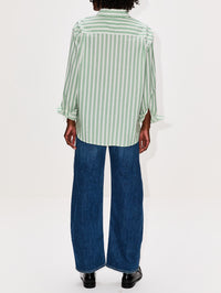 Blake Oversized Shirt,BIRDS OF PARADIS BY TROVATA,GREEN CABANA STRIPE,Image 3