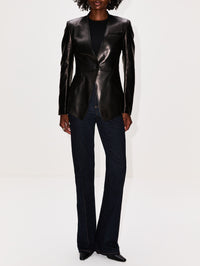 Fitted Leather Blazer,ALEXANDER MCQUEEN,BLACK,Image 2