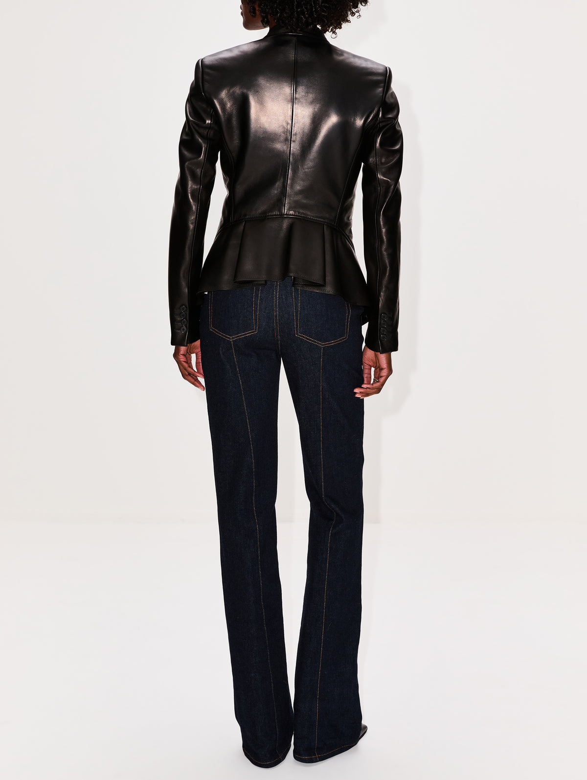 Fitted Leather Blazer,ALEXANDER MCQUEEN,BLACK,Image 3