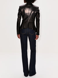 Fitted Leather Blazer,ALEXANDER MCQUEEN,BLACK,Image 3