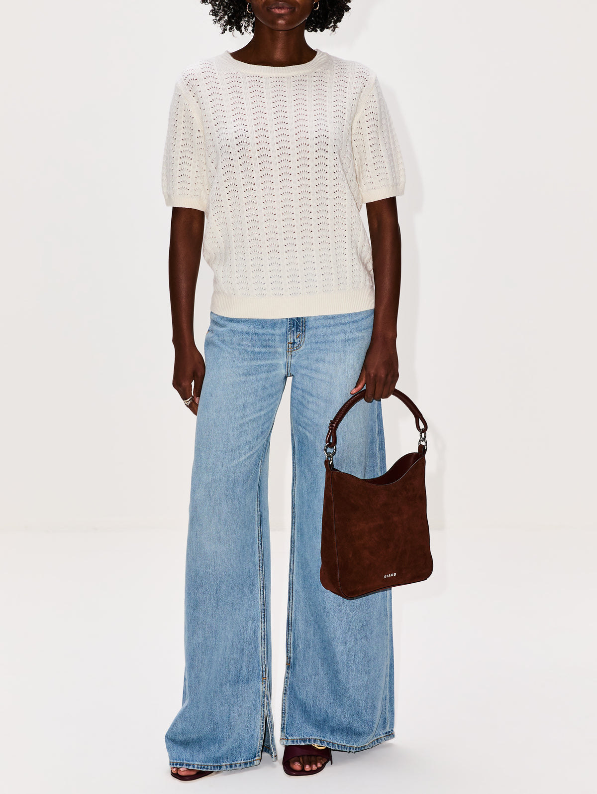 Cecelia Pointelle Sweater,LISA YANG,CREAM,Image 2