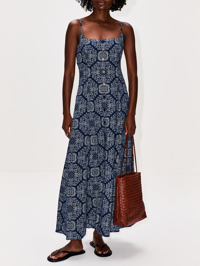 Albertine Dress,LA LIGNE,NAVY BANDANA,Image 1