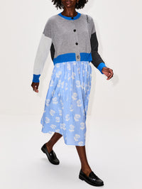 Printed Poplin Skirt,MARNI,IRIS BLUE,Image 3