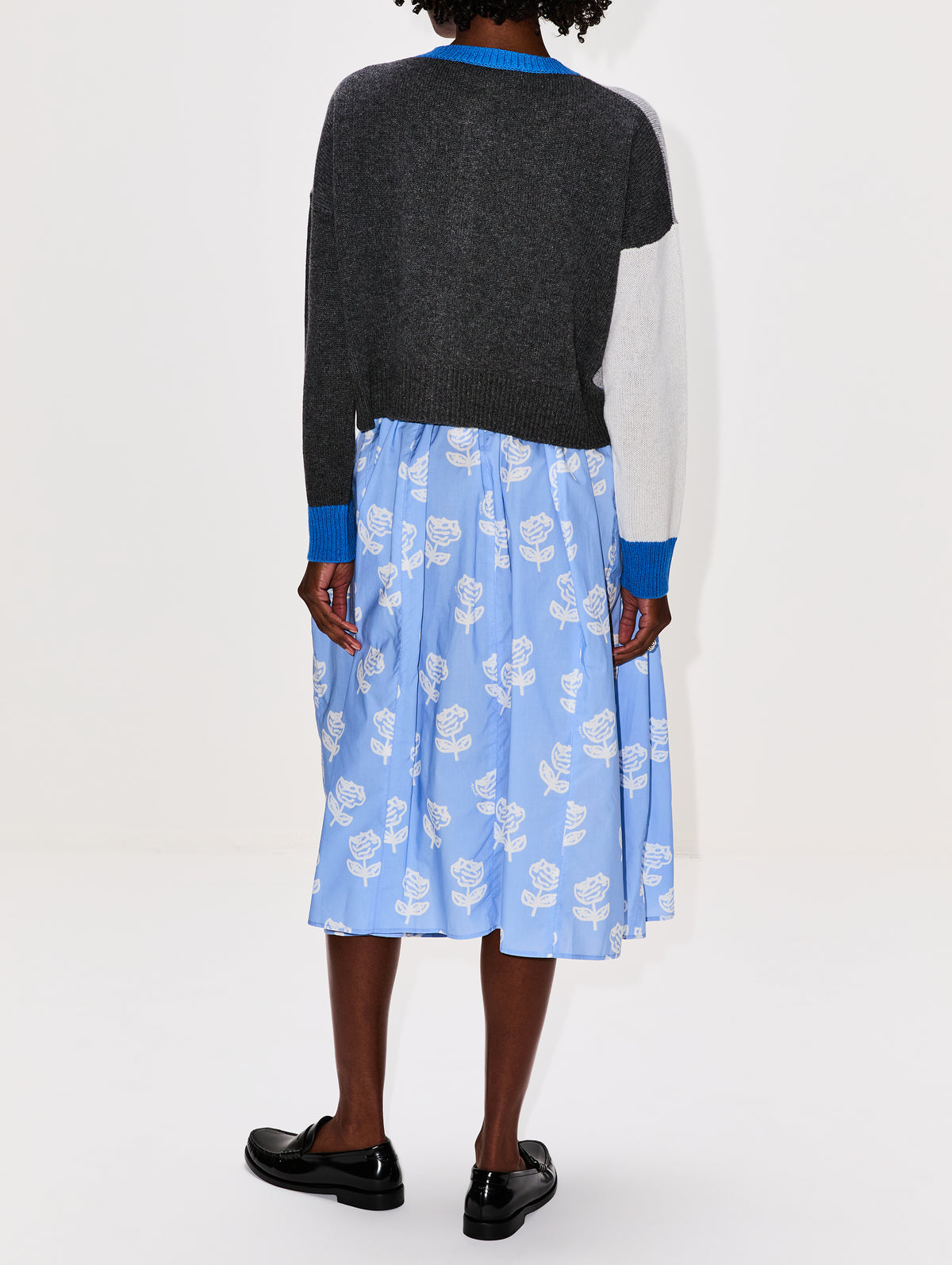 Printed Poplin Skirt,MARNI,IRIS BLUE,Image 4