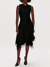 Asymmetrical Lace Dress,ALEXANDER MCQUEEN,BLACK,Image 2