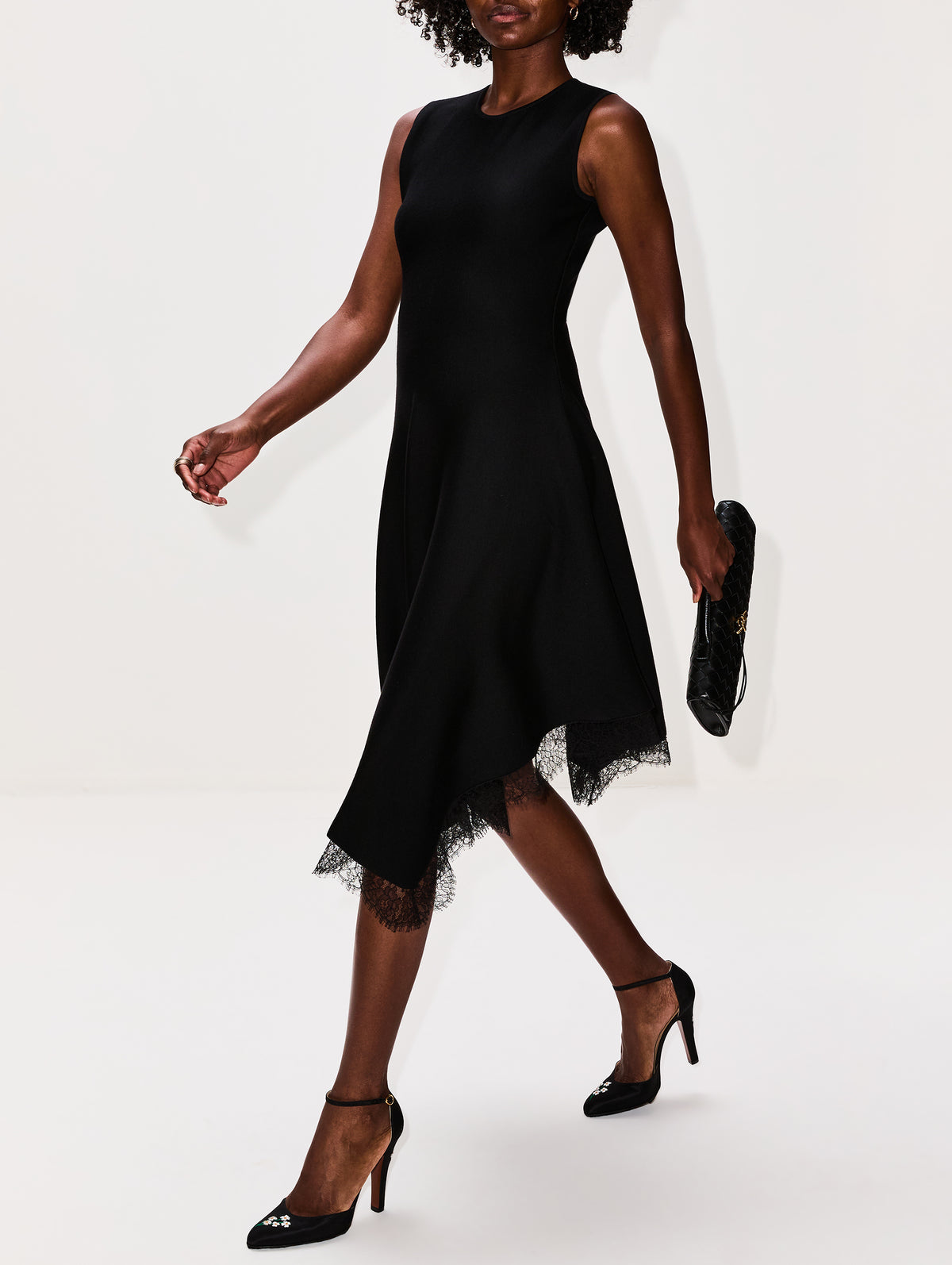 Asymmetrical Lace Dress,ALEXANDER MCQUEEN,BLACK,Image 3