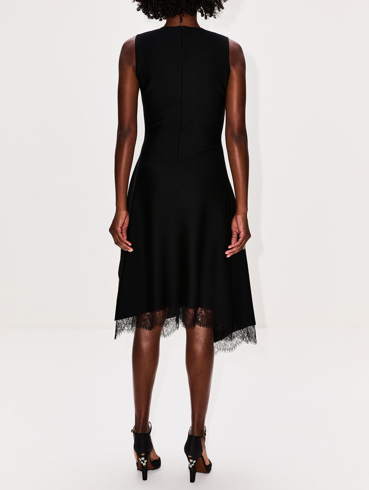 Asymmetrical Lace Dress,ALEXANDER MCQUEEN,BLACK,Image 4