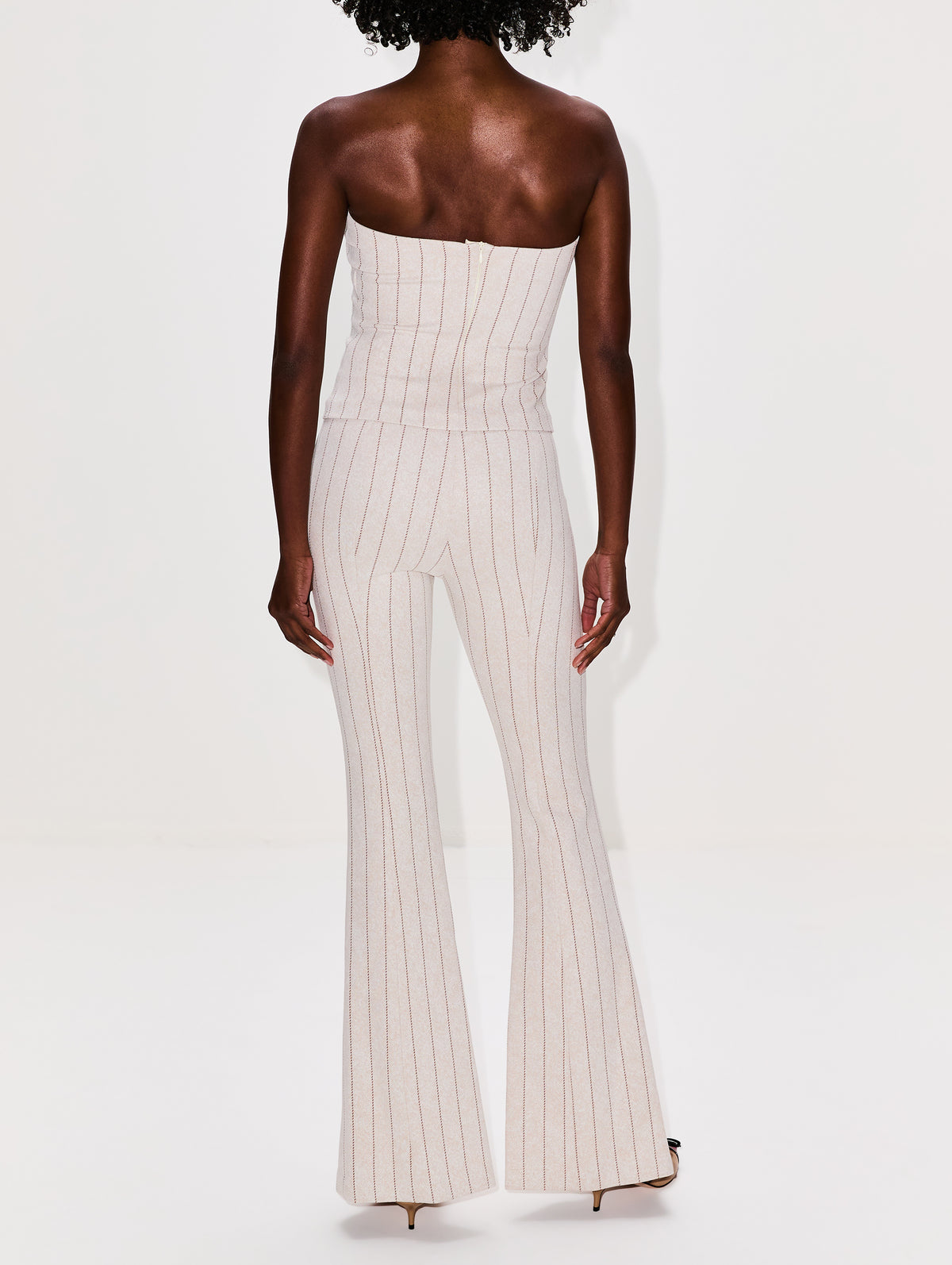 Pull On Pintuck Flare Pant,ROSETTA GETTY,BEIGE/BROWN,Image 4