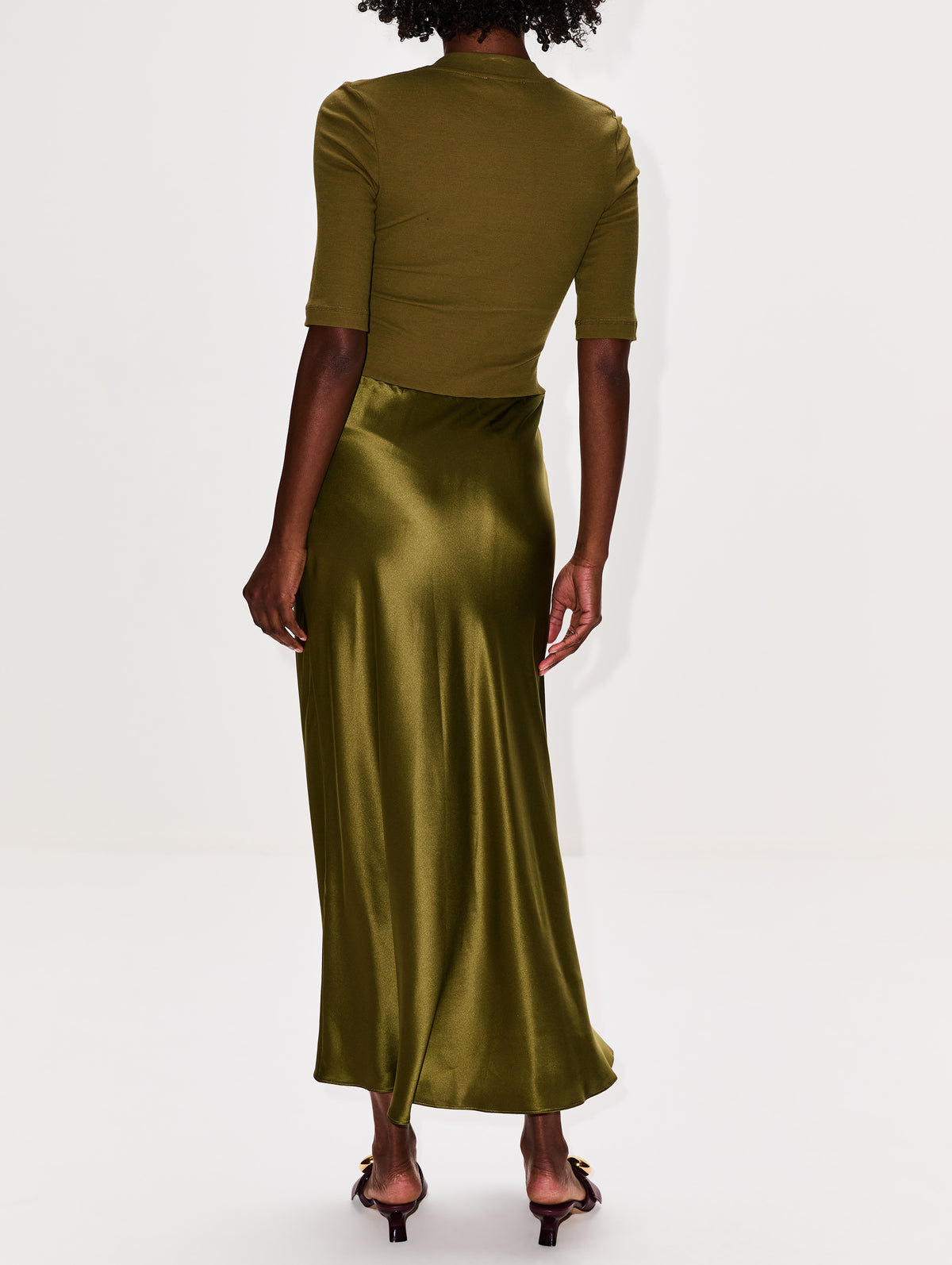 Combo T-Shirt Dress,ROSETTA GETTY,OLIVE,Image 4