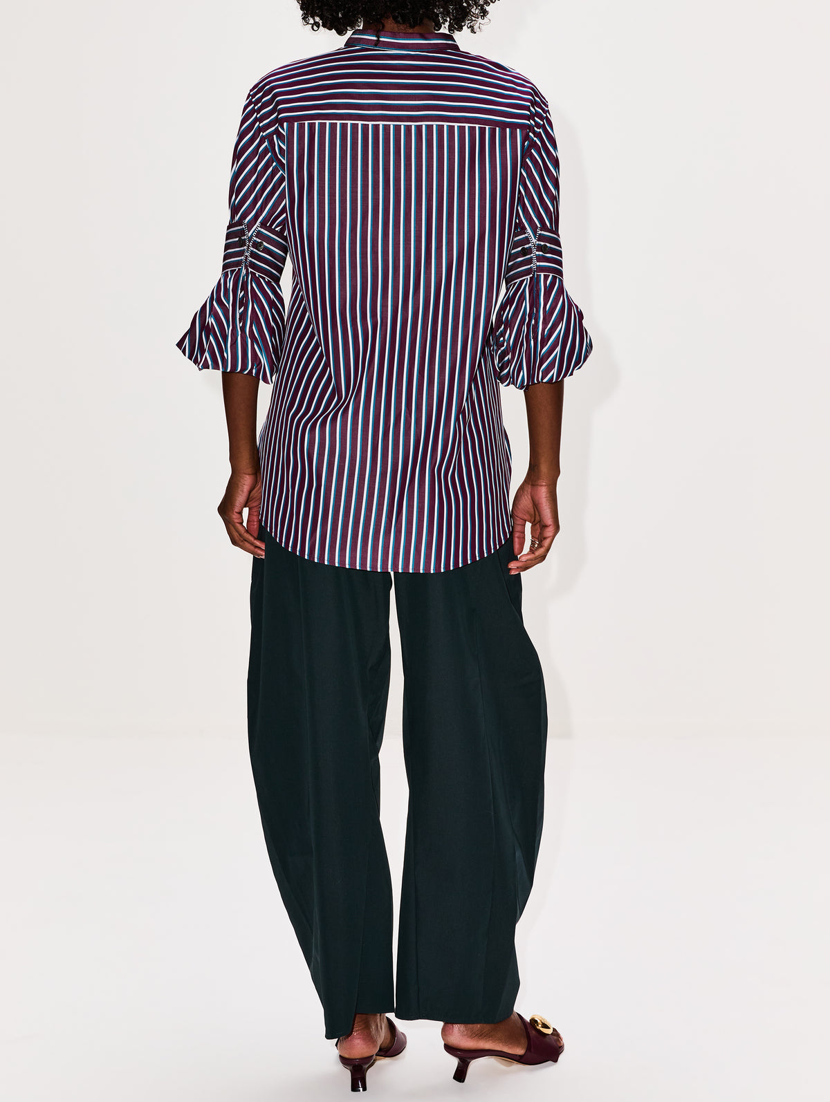 Puff Sleeve Shirt,ODEEH,BORDEAUX,Image 3