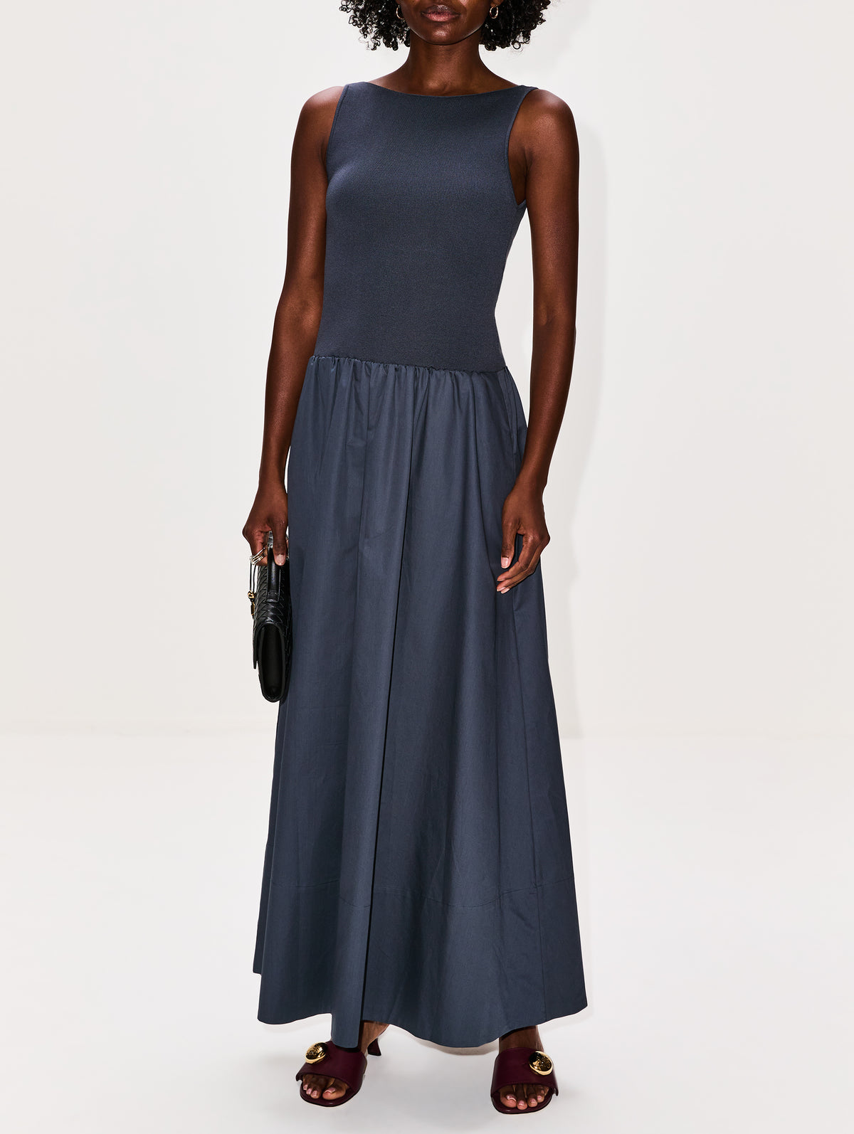 Bateau Cut Out Dress,ST AGNI,GRAPHITE,Image 2