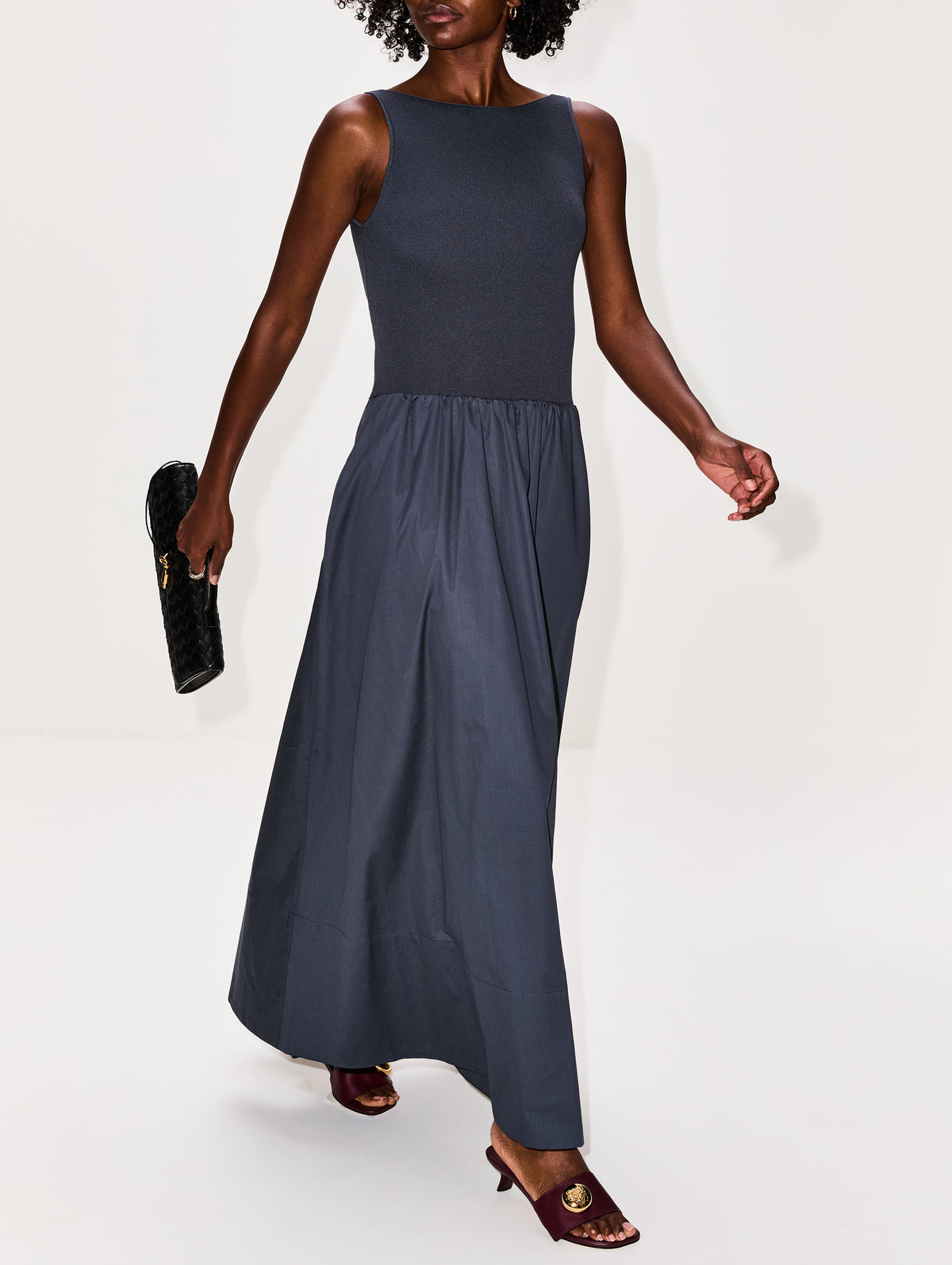 Bateau Cut Out Dress,ST AGNI,GRAPHITE,Image 3