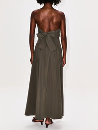 Gathered Strapless Dress,ST AGNI,KHAKI,Image 4