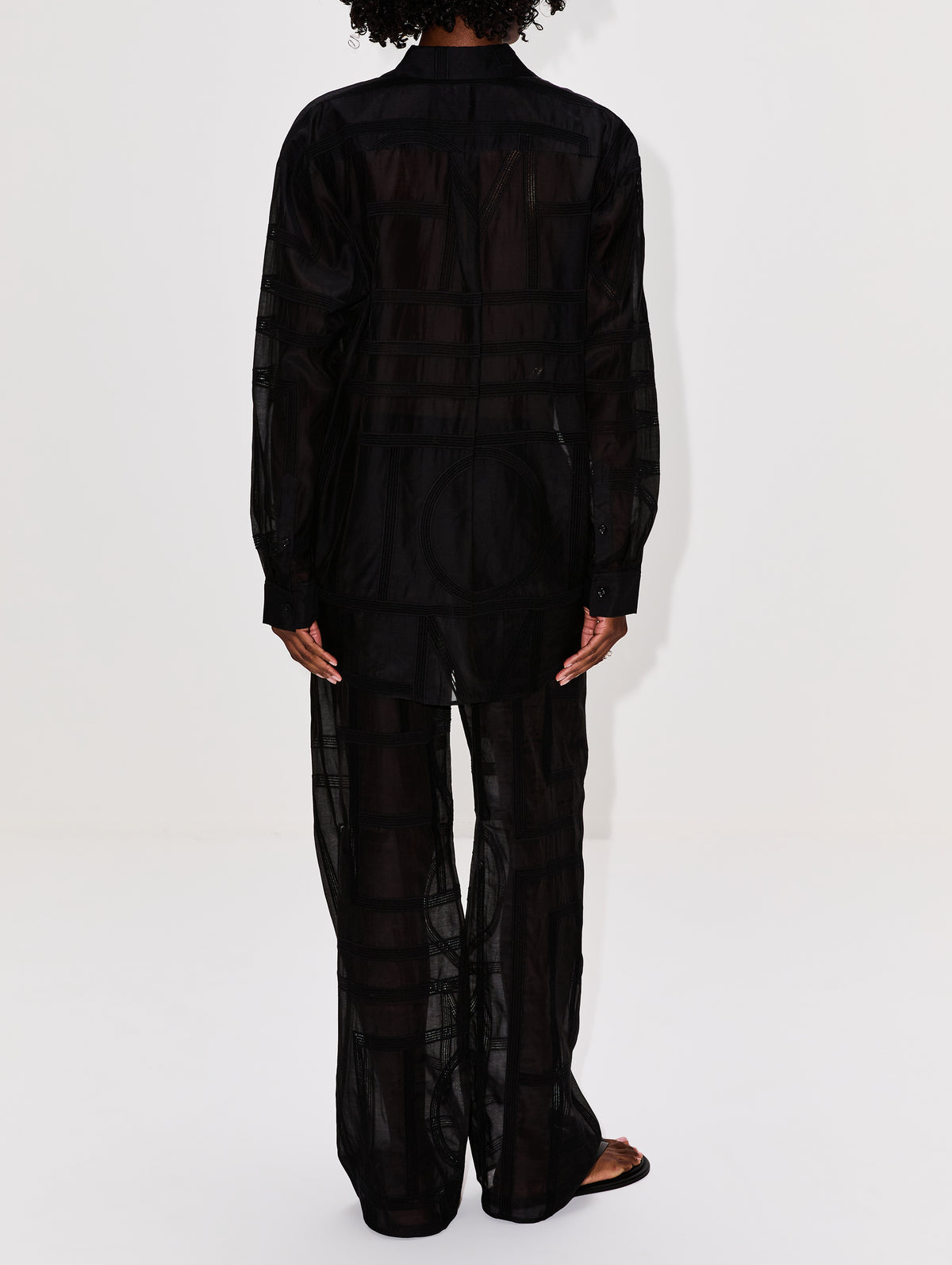 Classic Crochet Shirt,TOTÉME,BLACK,Image 3