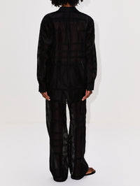 Classic Crochet Shirt,TOTÉME,BLACK,Image 3