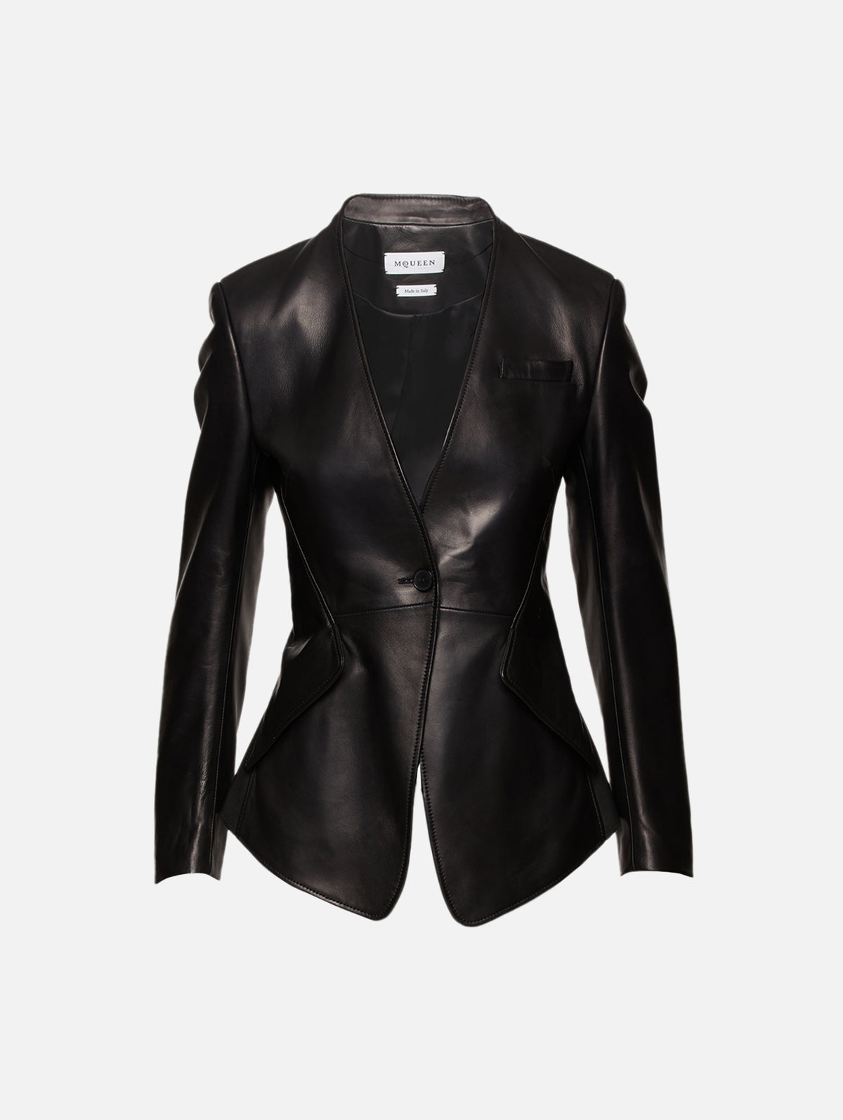 Fitted Leather Blazer,ALEXANDER MCQUEEN,BLACK,Image 1