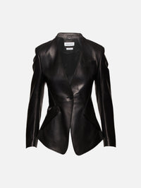 Fitted Leather Blazer,ALEXANDER MCQUEEN,BLACK,Image 1