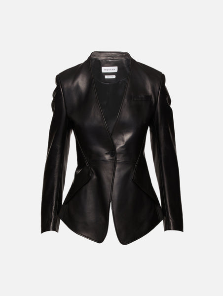 Fitted Leather Blazer | ALEXANDER MCQUEEN | elysewalker Fitted Leather Blazer | ALEXANDER MCQUEEN | elysewalker