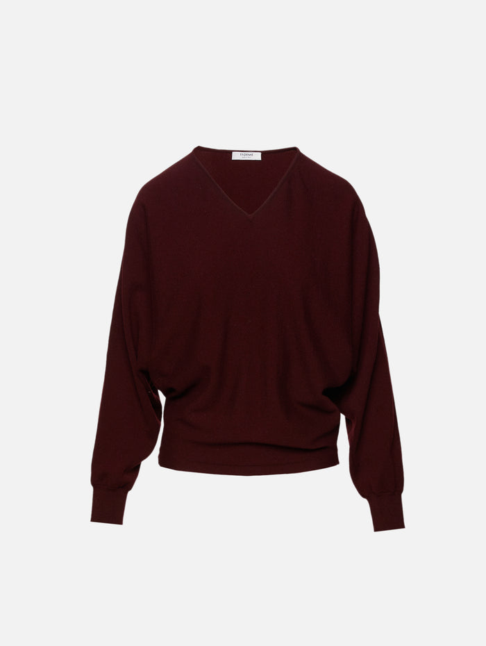 Rosa V Neck Sweater,FFORME,BORDEAUX,Image 1