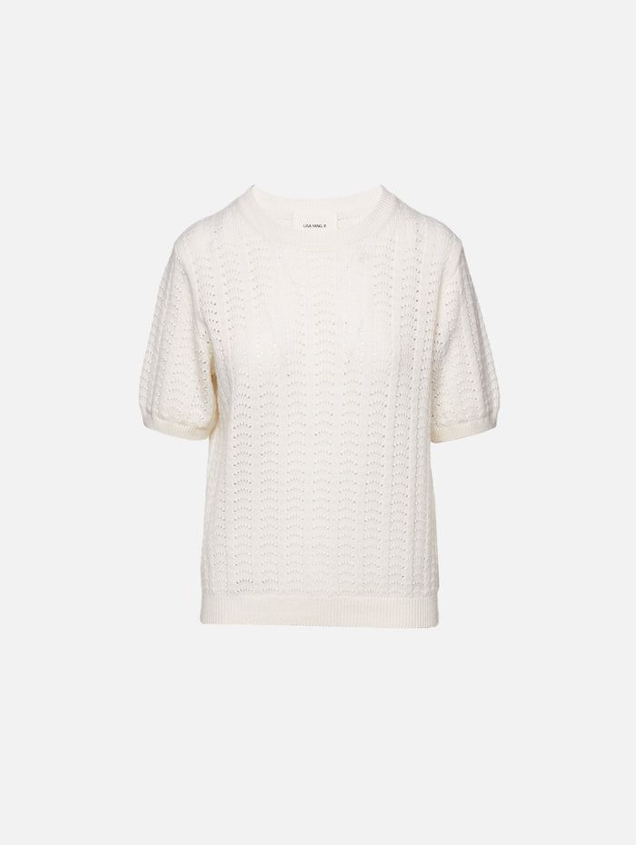 Cecelia Pointelle Sweater,LISA YANG,CREAM,Image 1