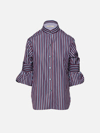 Puff Sleeve Shirt,ODEEH,BORDEAUX,Image 1