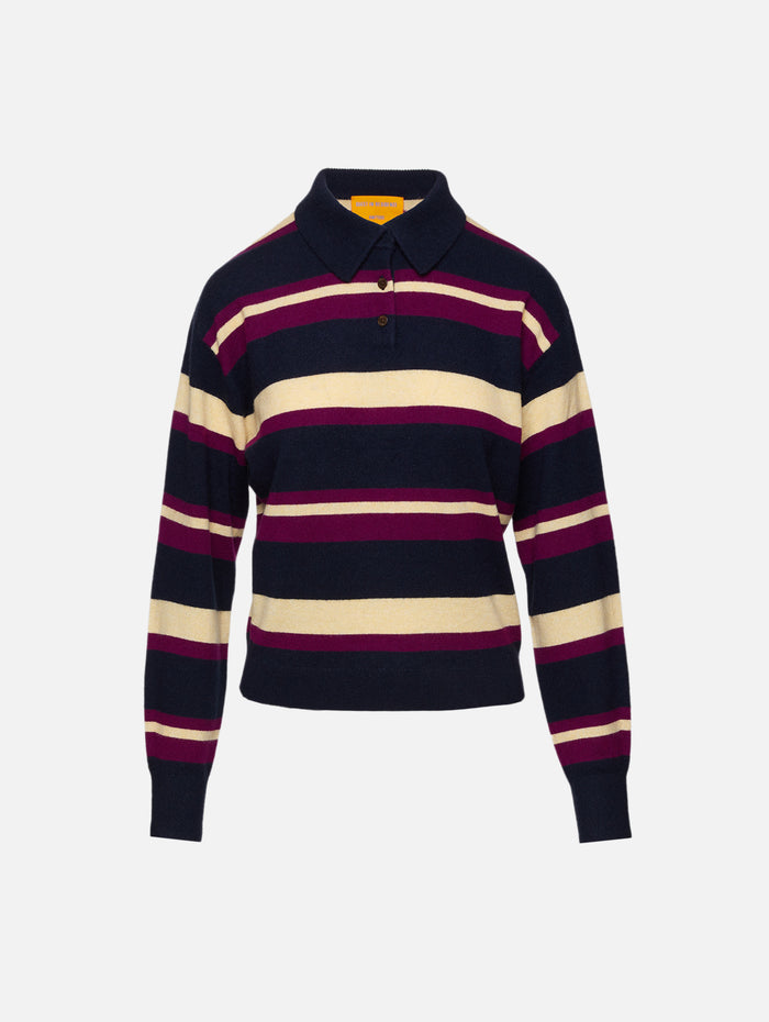 Collegiate Stripe Polo Top,GUEST IN RESIDENCE,MIDNIGHT COMBO,Image 1
