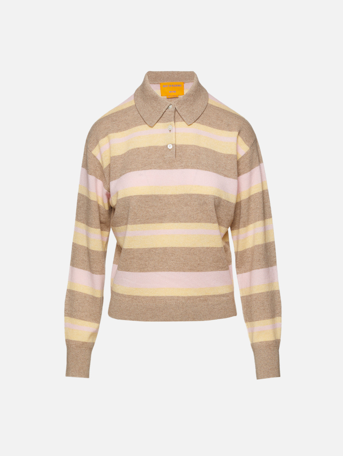 Collegiate Stripe Polo Top,GUEST IN RESIDENCE,TAUPE COMBO,Image 1