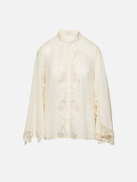 Lace Blouse,CHLOÉ,PRISTINE WHITE,Image 1