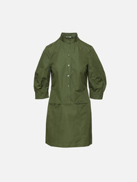 Poplin Day Dress,ALEXANDER MCQUEEN,KHAKI,Image 1