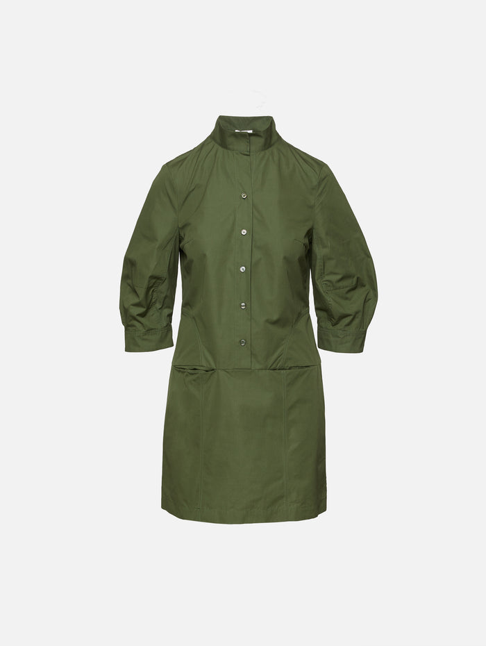 Poplin Day Dress,ALEXANDER MCQUEEN,KHAKI,Image 1