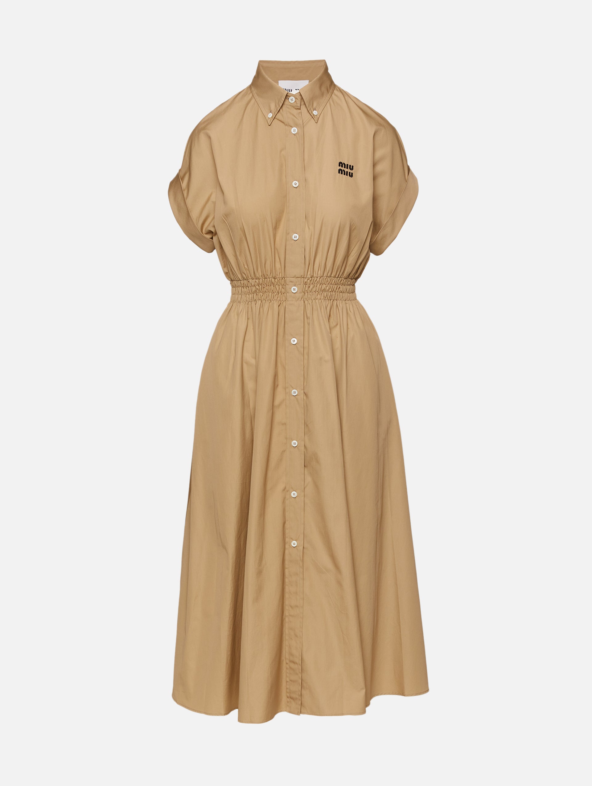 Poplin Cinched Waist Dress | MIU MIU | elysewalker